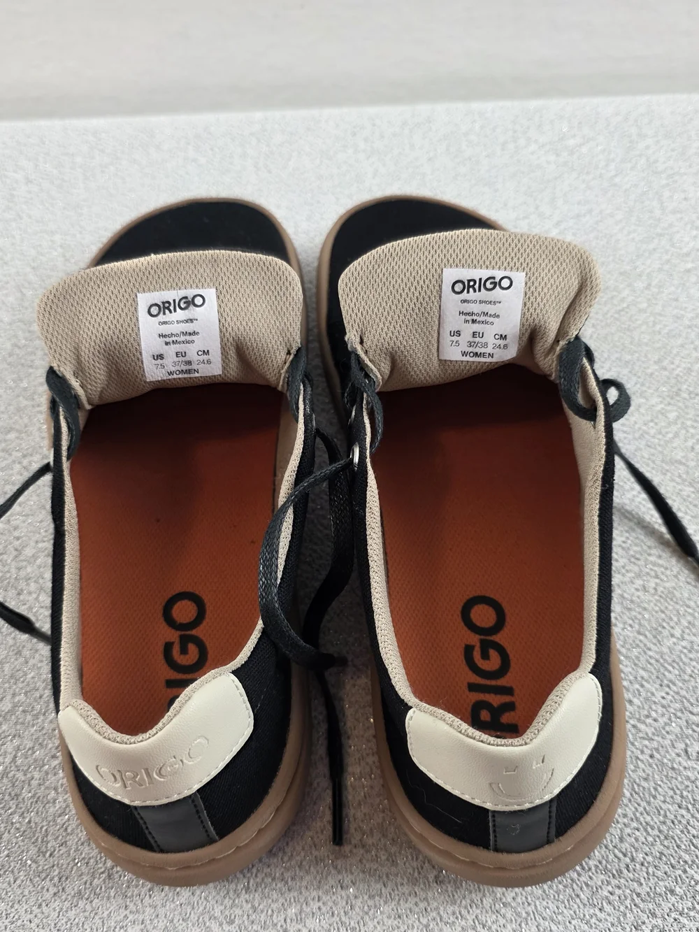 Origo The Women's Everyday Sneaker Barefoot Shoes Black Canvas 7.5